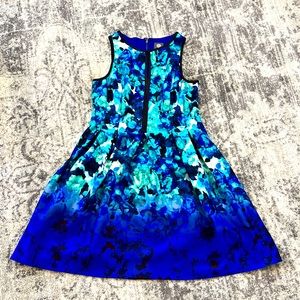 Vince Camuto blue/black floral dress Sz 16